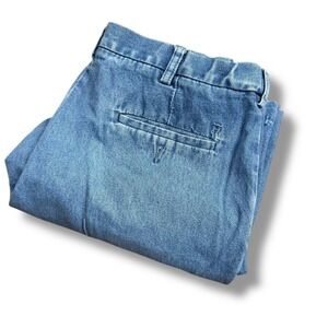 Haggar Mens Light Wash Denim Jeans 36x30 Relaxed Fit Pleated Front